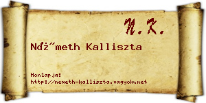 Németh Kalliszta névjegykártya